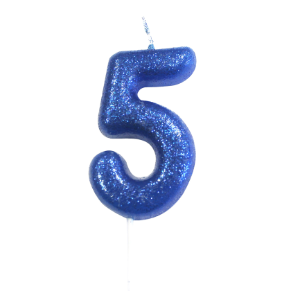 Свещичка за рожде ден,Blue-Цифра 5