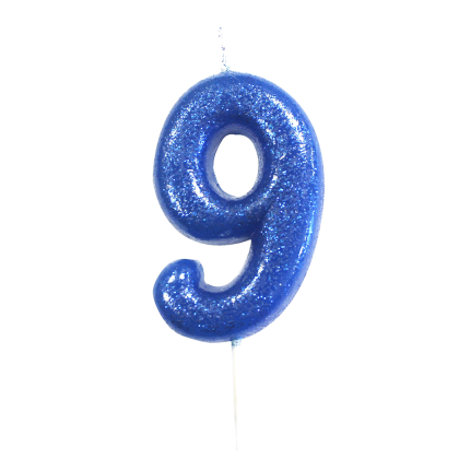 Свещичка за рожден ден,Blue-Цифра 9