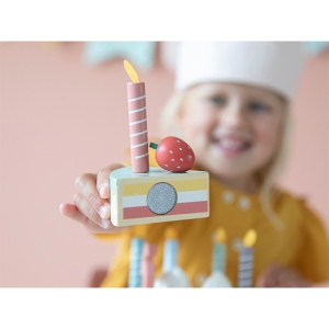Детска Дървена Торта със Свещи и Аксесоари XL Litte Dutch