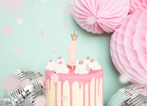 Свещичка за торта Цифра 1, Light Pink