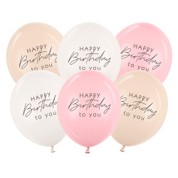 Латексови балони Happy Birthday – розови и NUDE нюанси