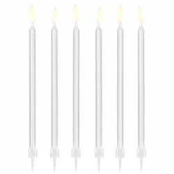 Дълги свещи за торта,Бели