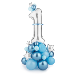 Букет от балони Първи рожден ден, Blue & Silver