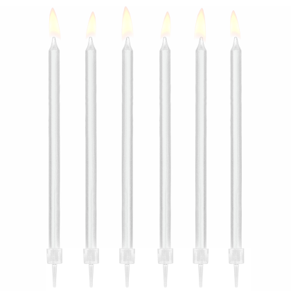 Дълги свещи за торта,Бели