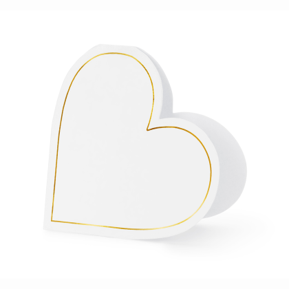 Картички за гости Сърце – бели със златен кант