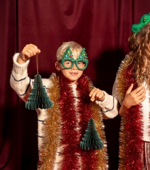 Коледни очила  Елхички – зелени