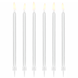 Дълги свещи за торта,Бели