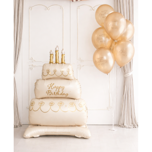 Комплект балони с хелий и балон Торта Happy Birthday