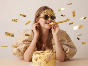 Златни парти очила Happy Birthday