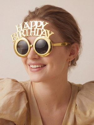 Златни парти очила Happy Birthday