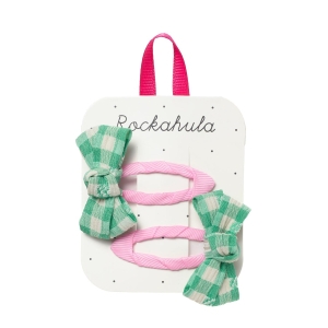 Детски фиби с панделка, Зелено каре