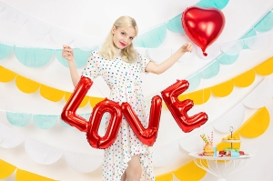 Valentines Day, Комплект фолиеви балони LOVE - red